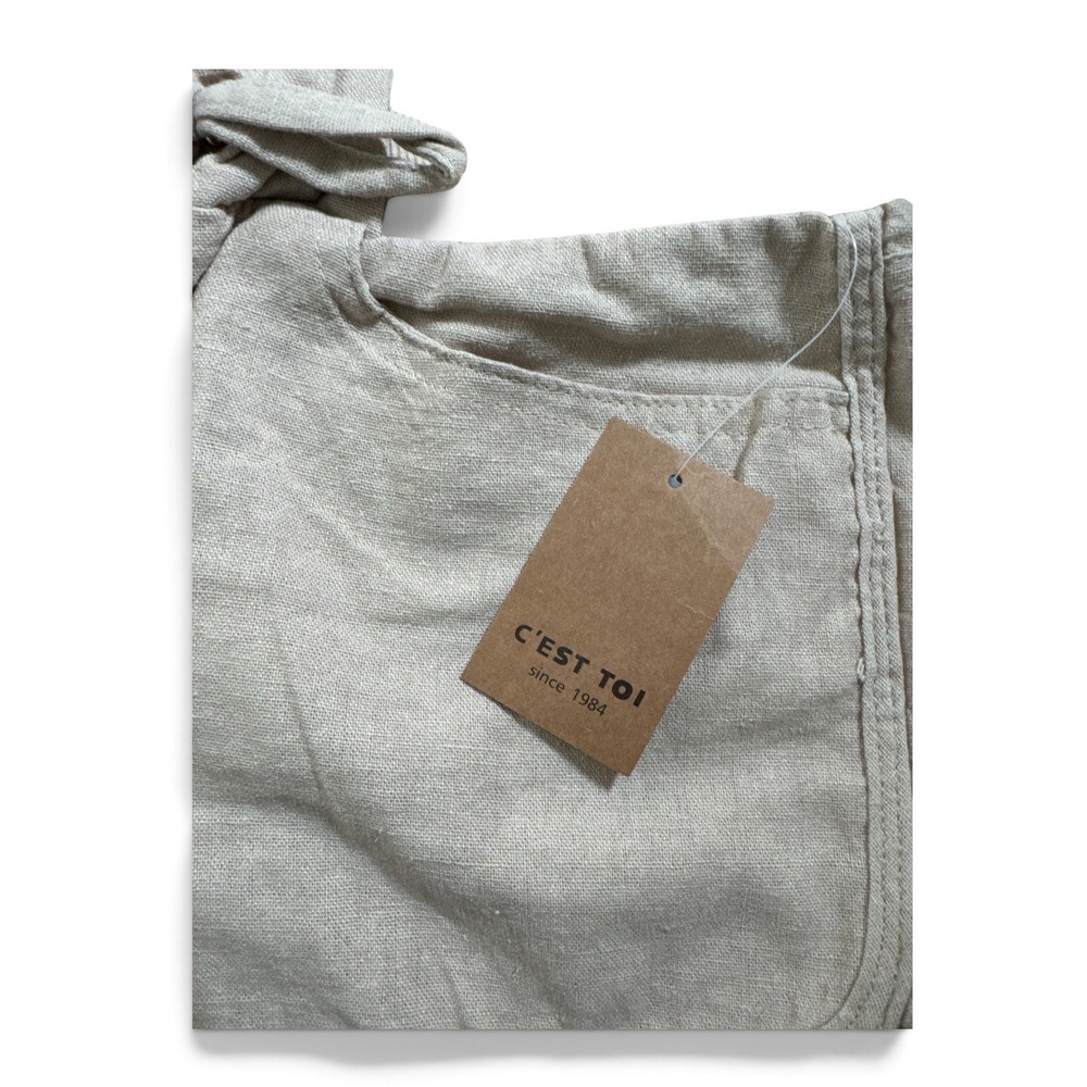 Cest Toi Womens Khaki Linen Blend Drawstring Dolphin Shorts TP549 Size S NEW - Picture 7 of 8